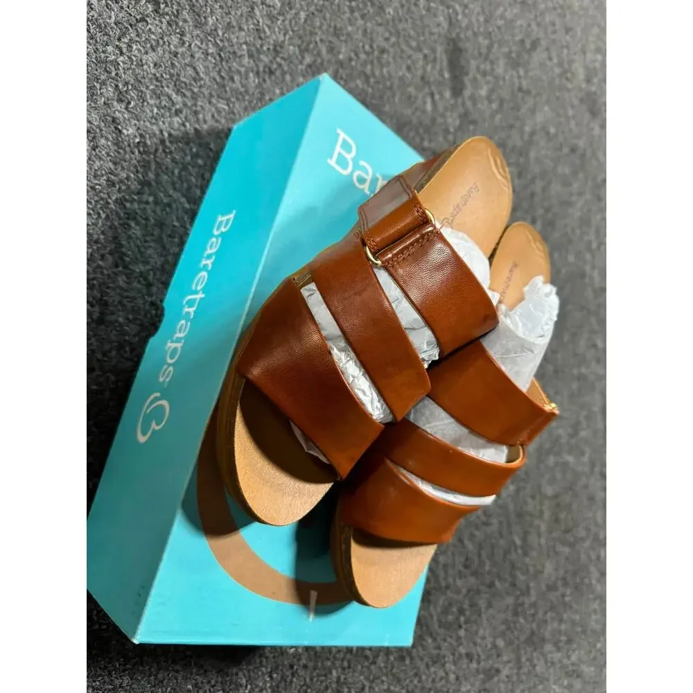 New Ladies Baretraps Dark Caramel Michi Wedge Sandals - Size 8.5